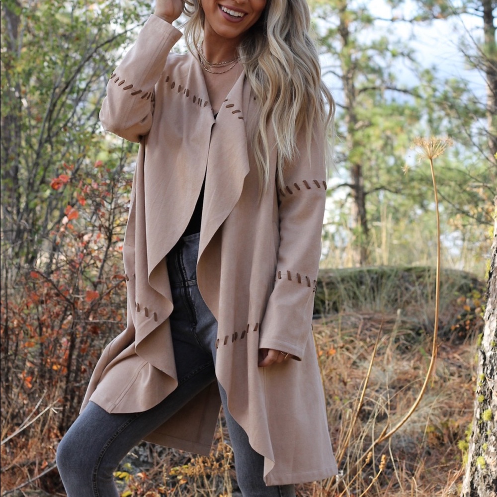 Suede braided cardigan
